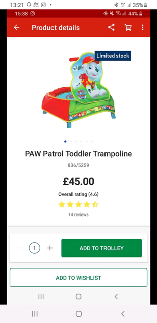 paw patrol toddler trampoline